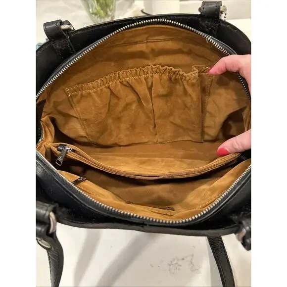 Patricia‎ Nash Macellara Oval Satchel Heritage black Leather Shoulder bag Purse - Picture 12 of 16